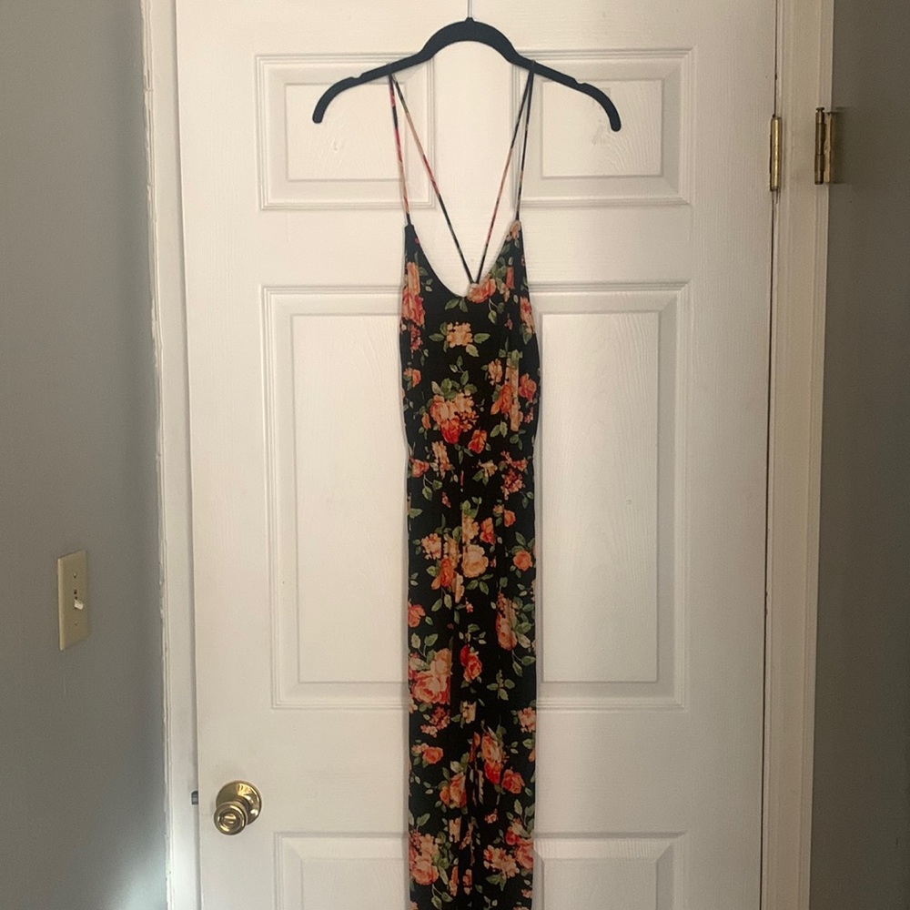 Floral Jumpsuit with Open Back, Size Small